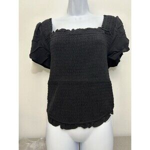 Torrid‎ Black Cropped Top, Smocked Bodice, Puff Sleeves,  Women’s 2X, NWT